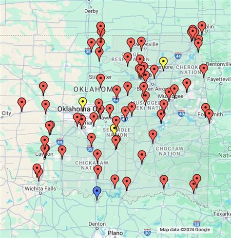 oklahoma city casinos map.